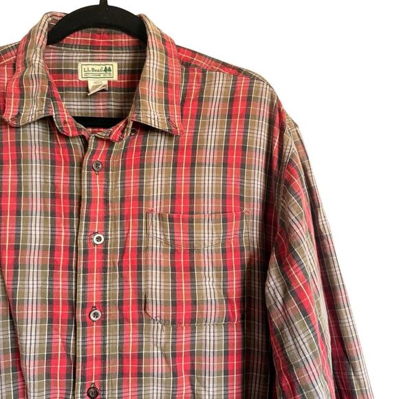 LL Bean Sz XLT Plaid Button Down Shirt‎ Outdoor Cabincore Preppy - Picture 3 of 16